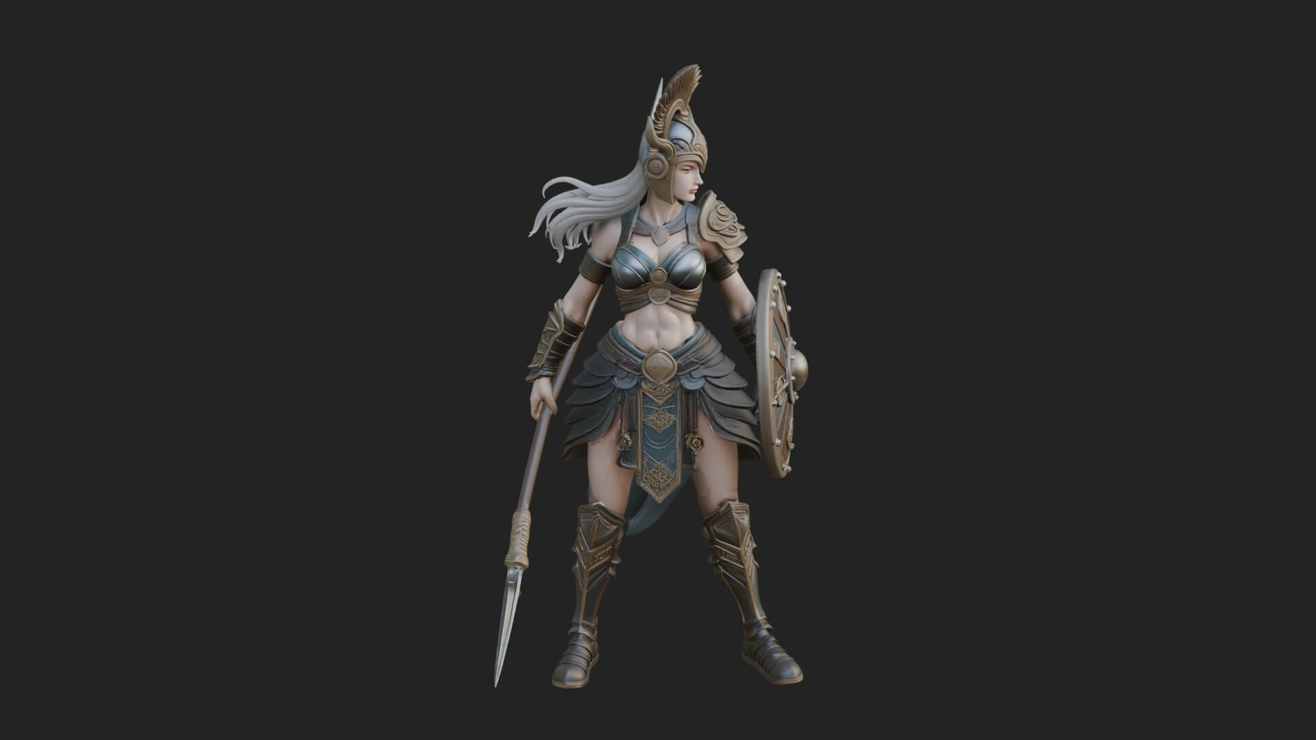 Valkyrie with Spear Statue Design 25 3D Print Model 3D Model