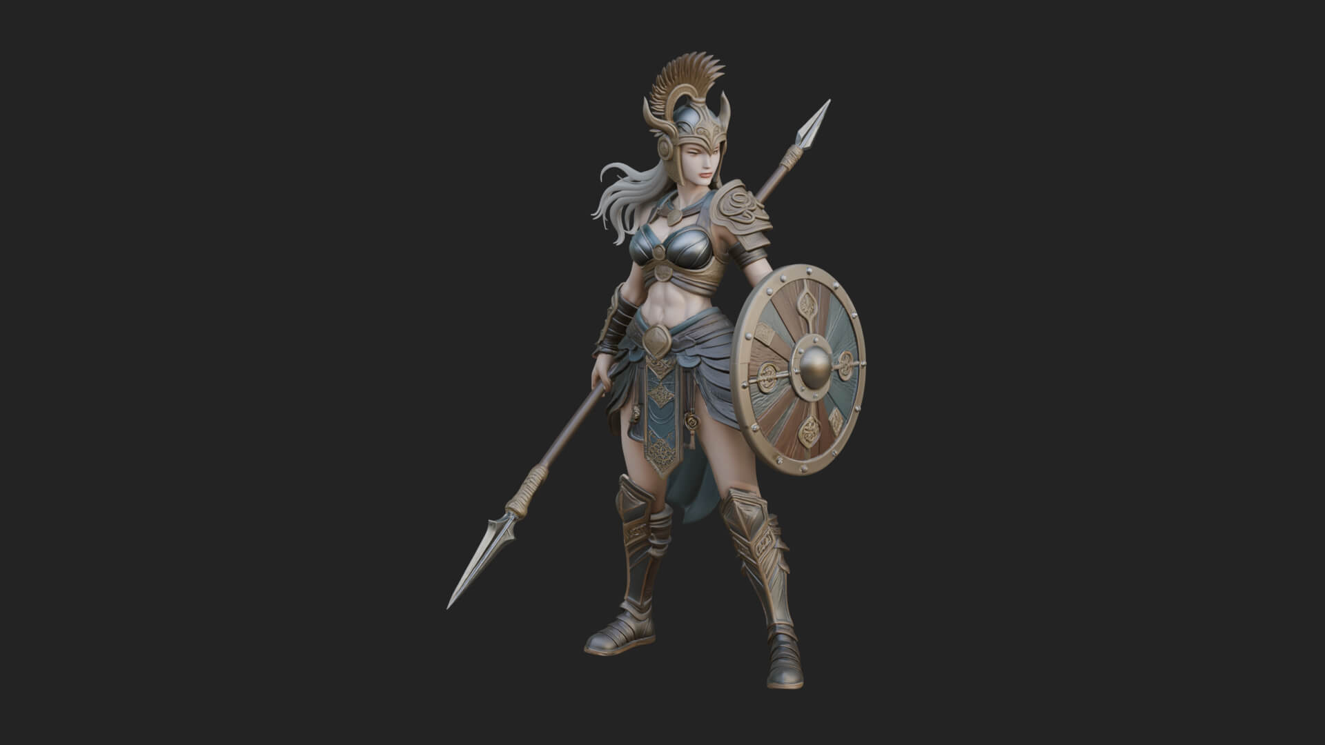 Valkyrie with Spear Statue Design 25 3D Print Model 3D Model
