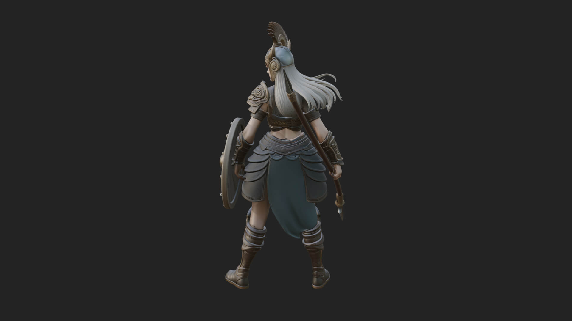 Valkyrie with Spear Statue Design 25 3D Print Model 3D Model