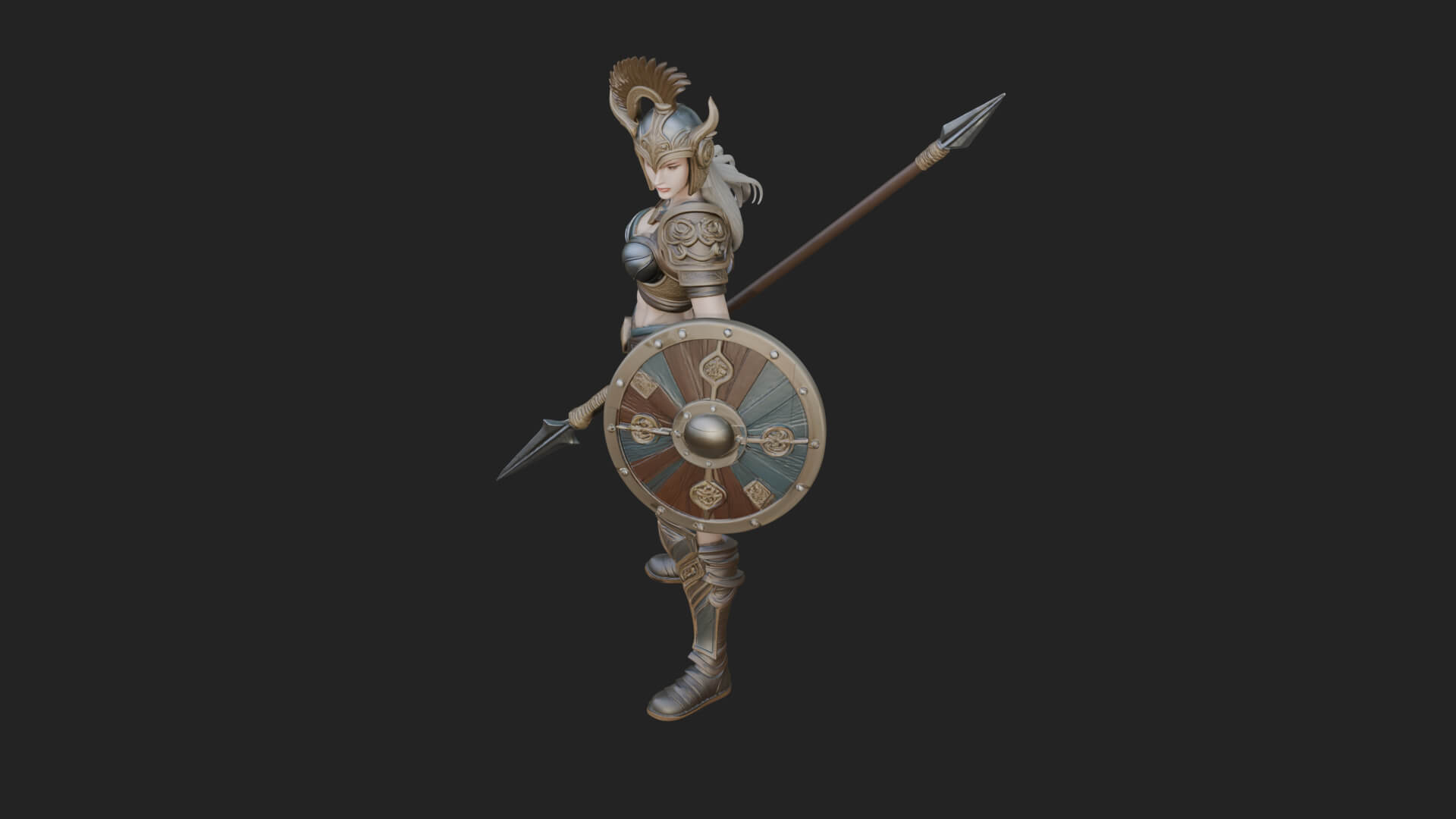 Valkyrie with Spear Statue Design 25 3D Print Model 3D Model