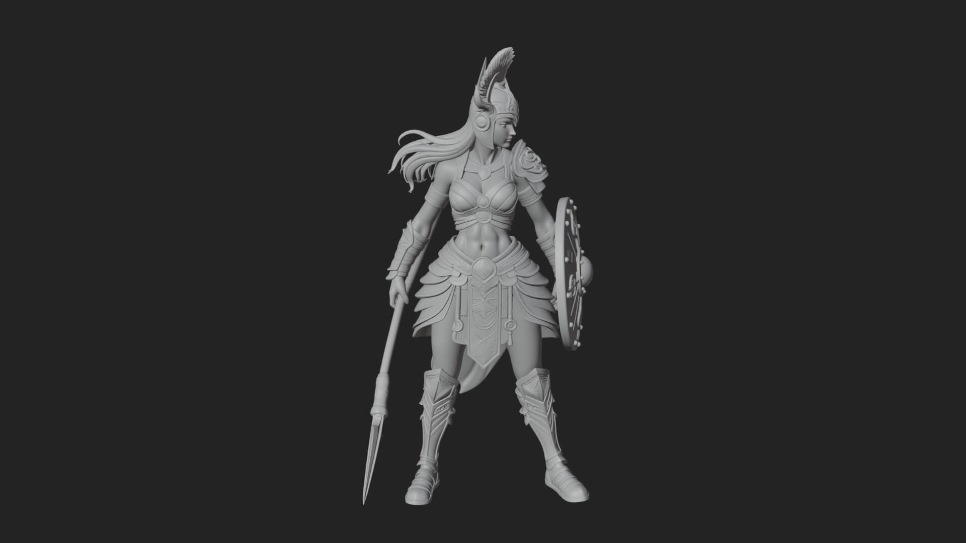 Valkyrie with Spear Statue Design 25 3D Print Model 3D Model