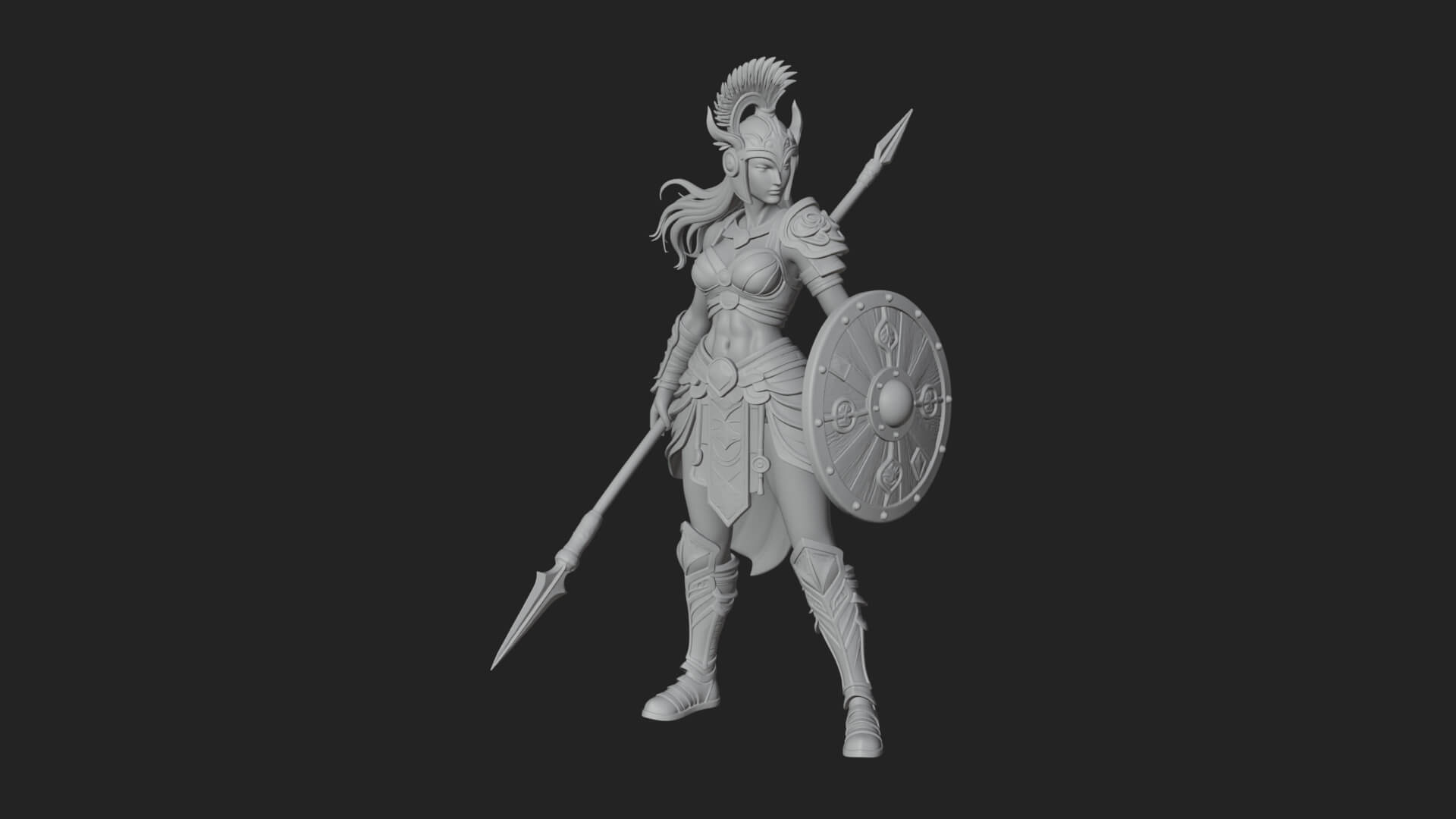 Valkyrie with Spear Statue Design 25 3D Print Model 3D Model
