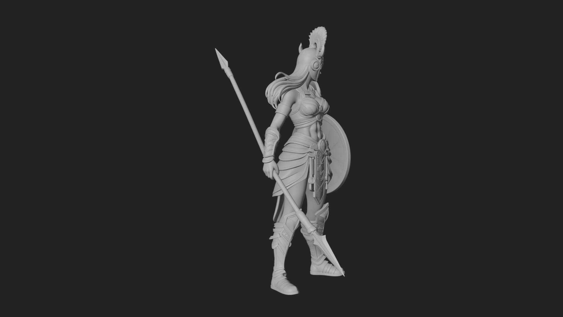 Valkyrie with Spear Statue Design 25 3D Print Model 3D Model