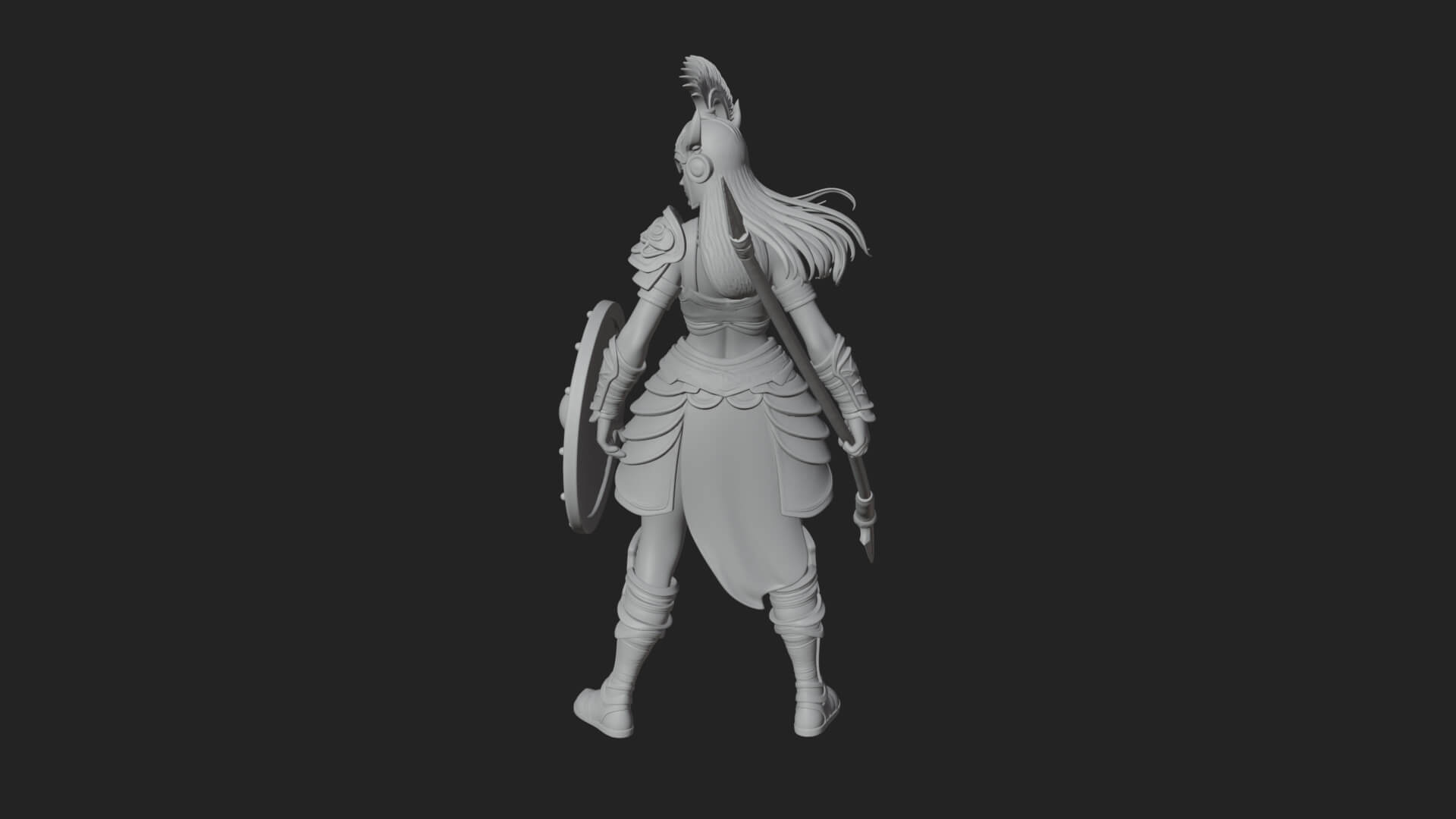Valkyrie with Spear Statue Design 25 3D Print Model 3D Model