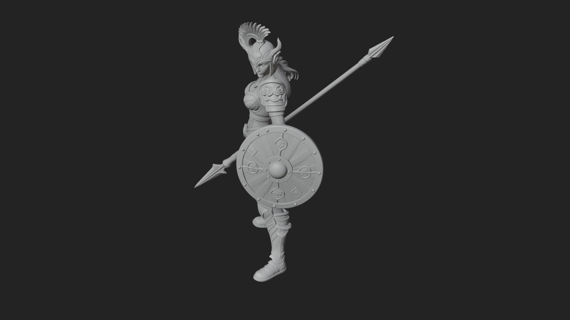 Valkyrie with Spear Statue Design 25 3D Print Model 3D Model