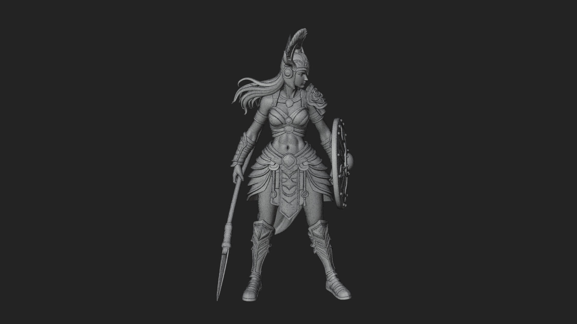 Valkyrie with Spear Statue Design 25 3D Print Model 3D Model