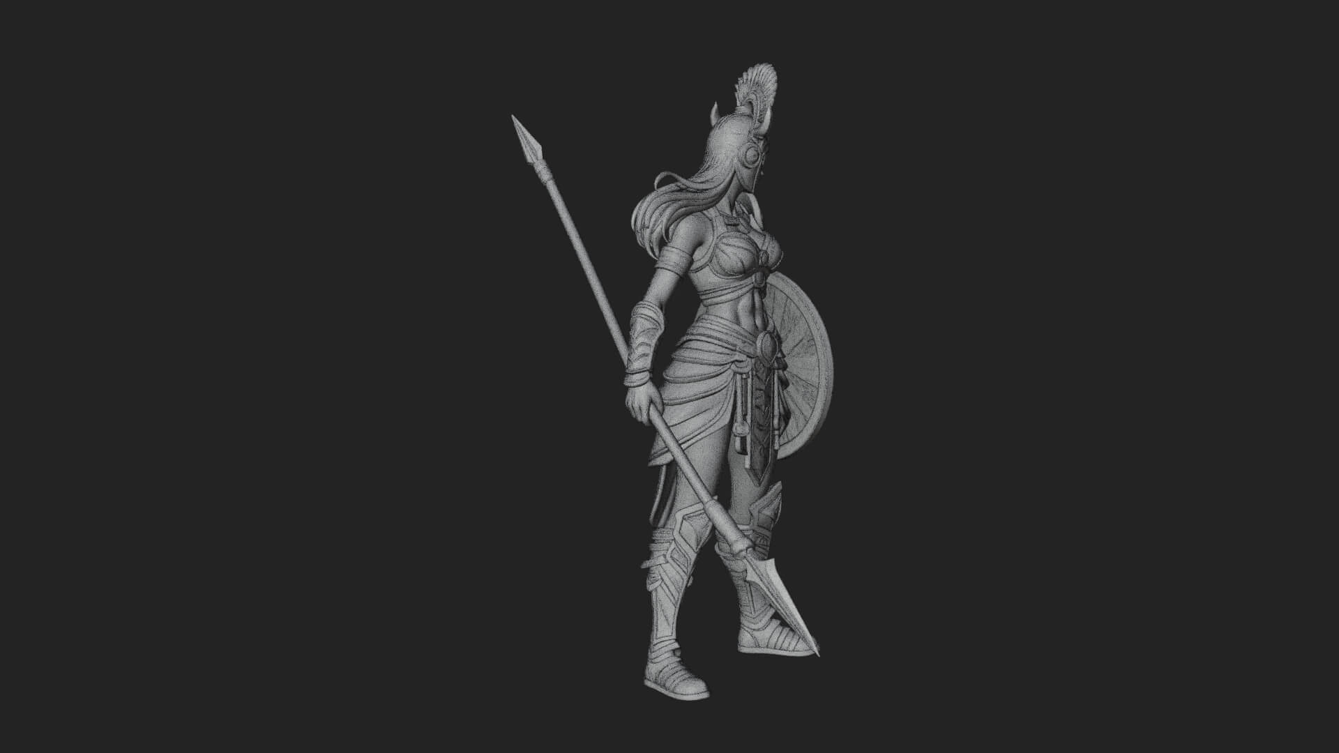 Valkyrie with Spear Statue Design 25 3D Print Model 3D Model