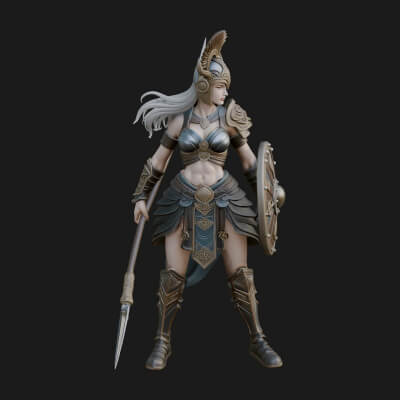 Valkyrie with Spear Statue Design 25 3D Print Model