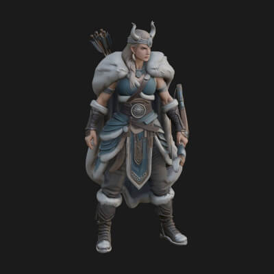 Valkyrie with Spear Statue Design 5 3D Print Model