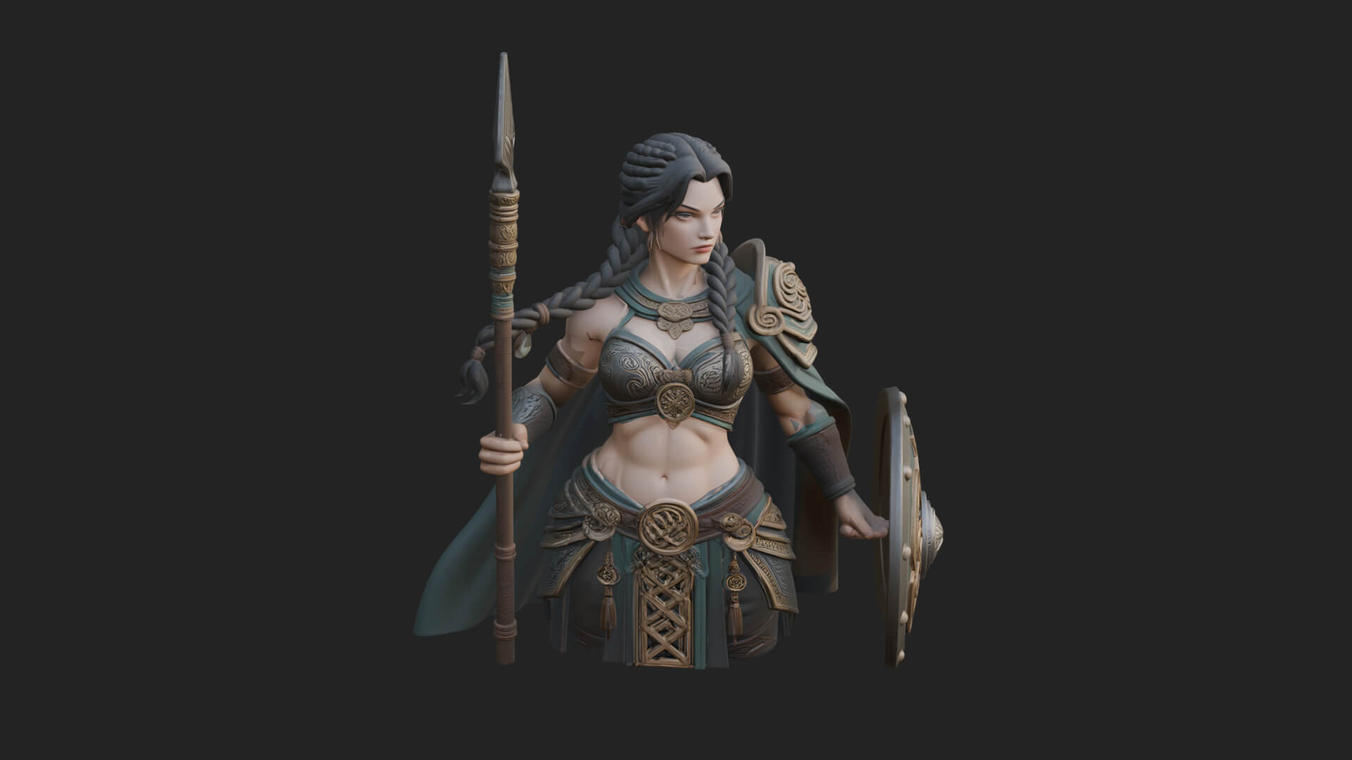 Valkyrie with Spear Statue Design 6 3D Print Model 3D Model