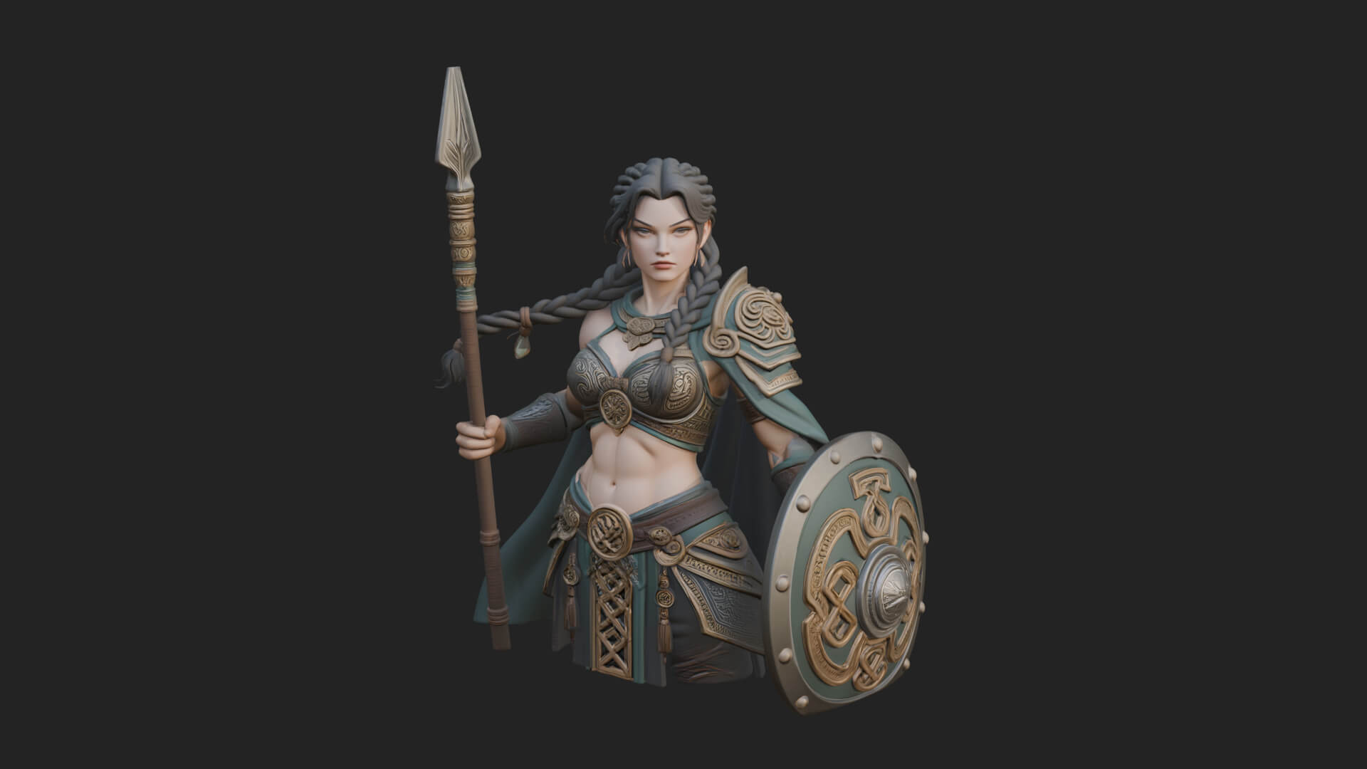 Valkyrie with Spear Statue Design 6 3D Print Model 3D Model
