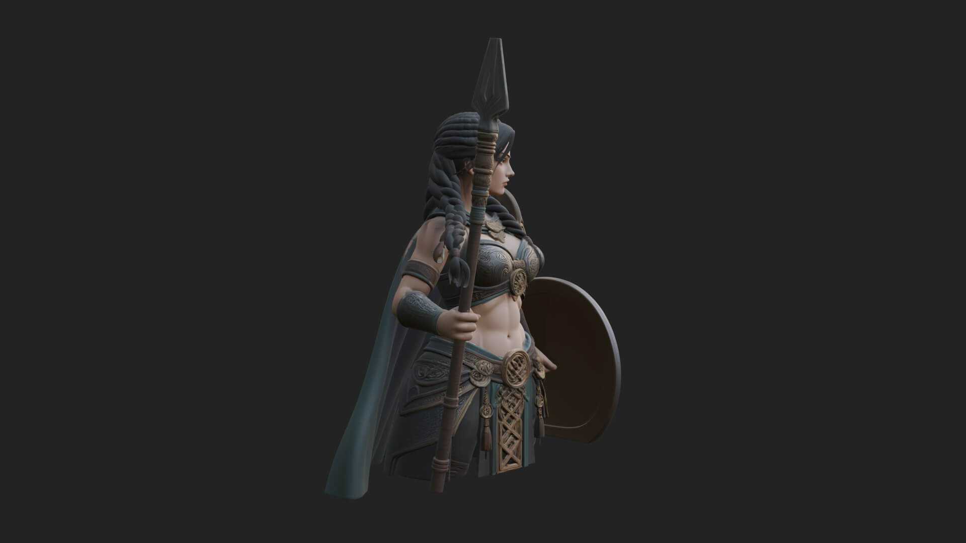 Valkyrie with Spear Statue Design 6 3D Print Model 3D Model