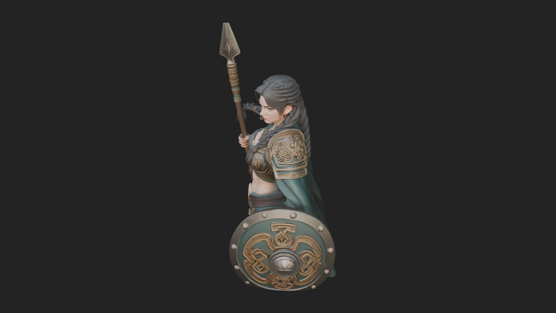 Valkyrie with Spear Statue Design 6 3D Print Model 3D Model