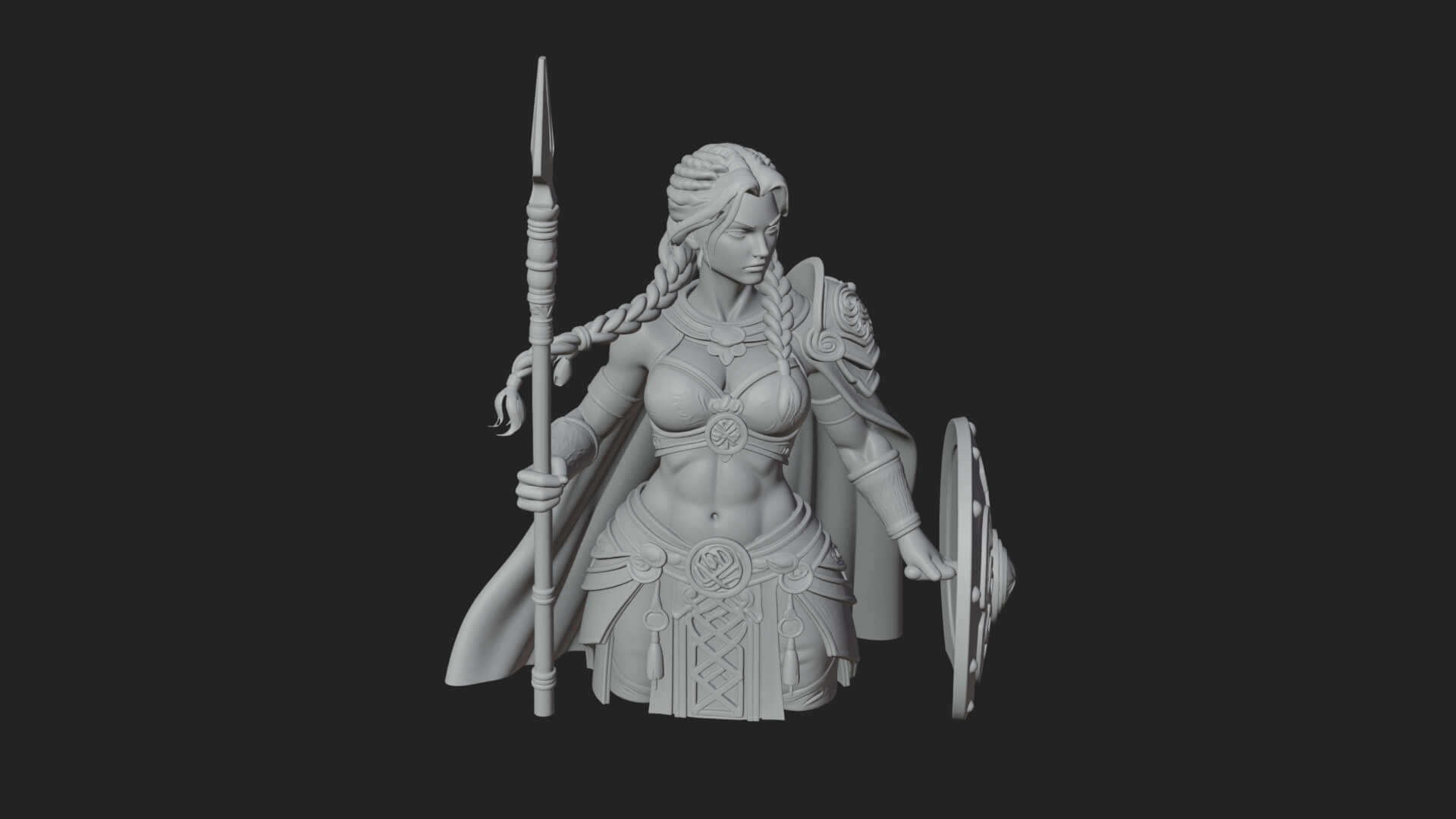 Valkyrie with Spear Statue Design 6 3D Print Model 3D Model