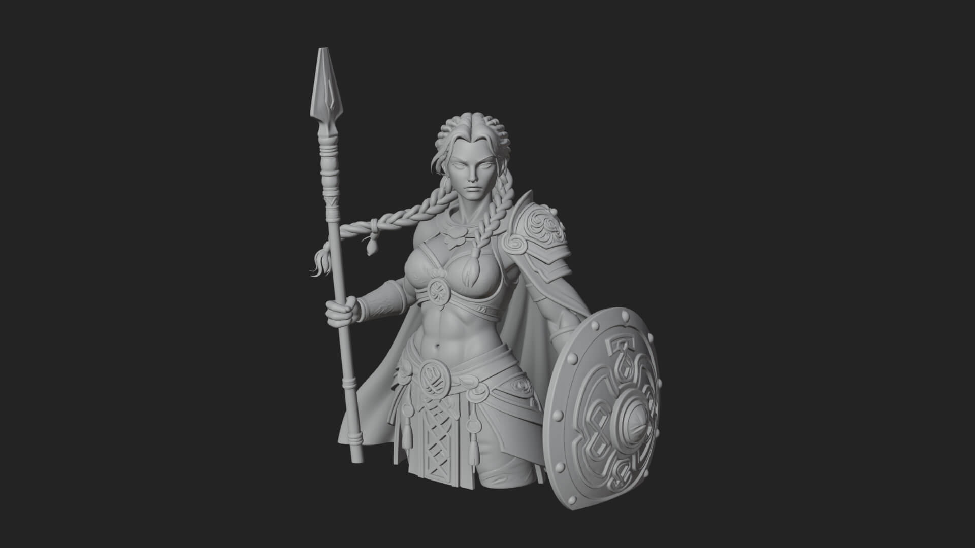Valkyrie with Spear Statue Design 6 3D Print Model 3D Model