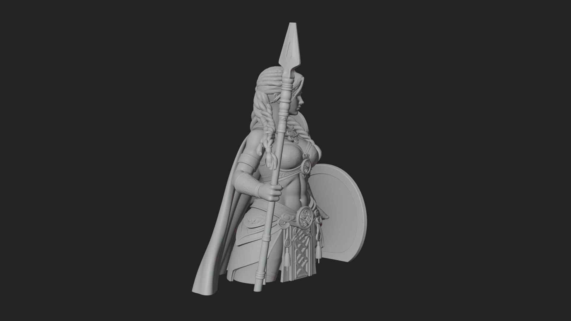 Valkyrie with Spear Statue Design 6 3D Print Model 3D Model