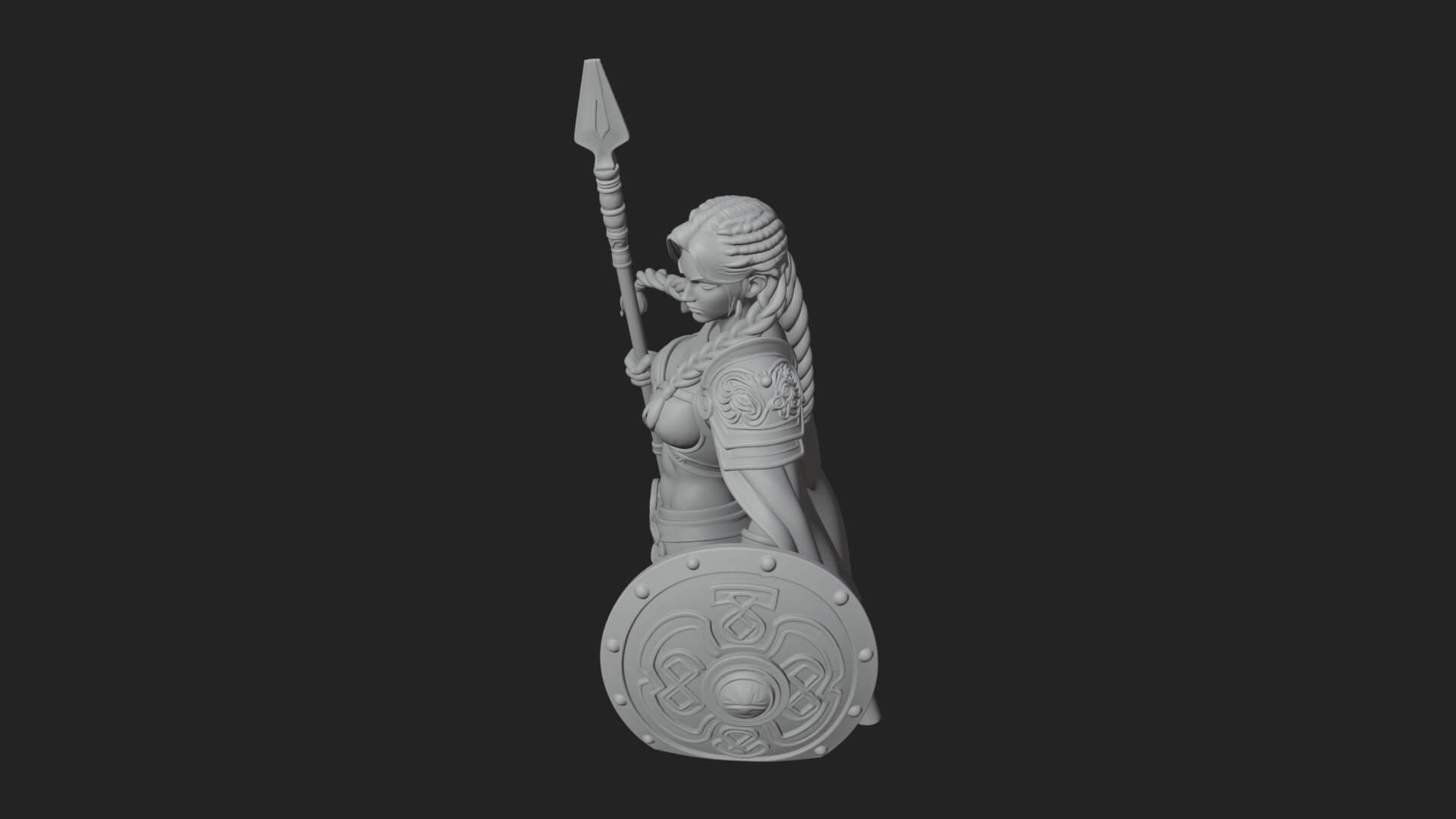 Valkyrie with Spear Statue Design 6 3D Print Model 3D Model