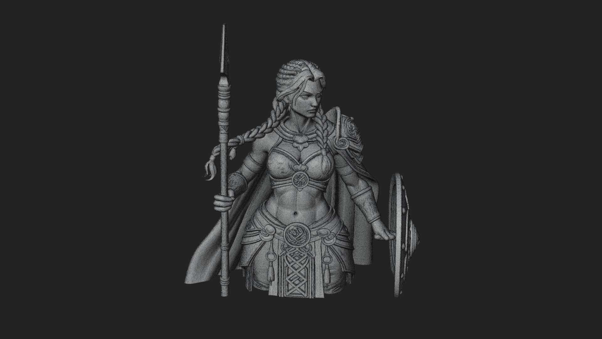 Valkyrie with Spear Statue Design 6 3D Print Model 3D Model