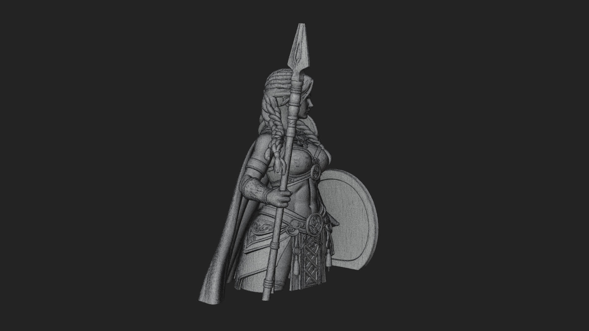 Valkyrie with Spear Statue Design 6 3D Print Model 3D Model