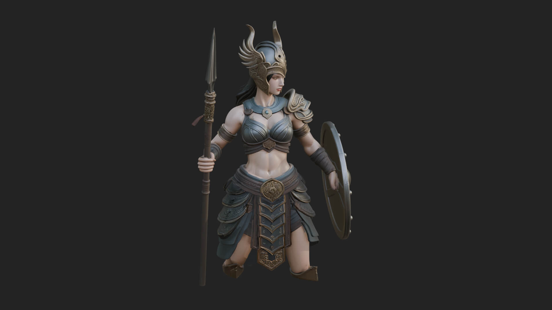 Valkyrie with Spear Statue Design 7 3D Print Model 3D Model