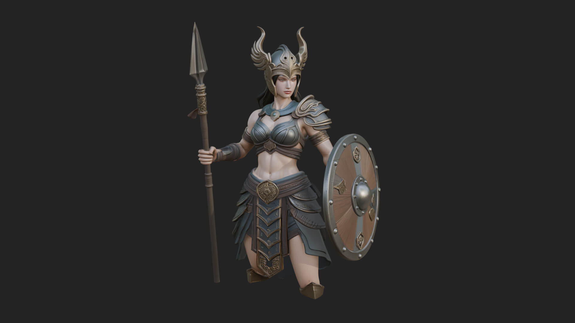 Valkyrie with Spear Statue Design 7 3D Print Model 3D Model