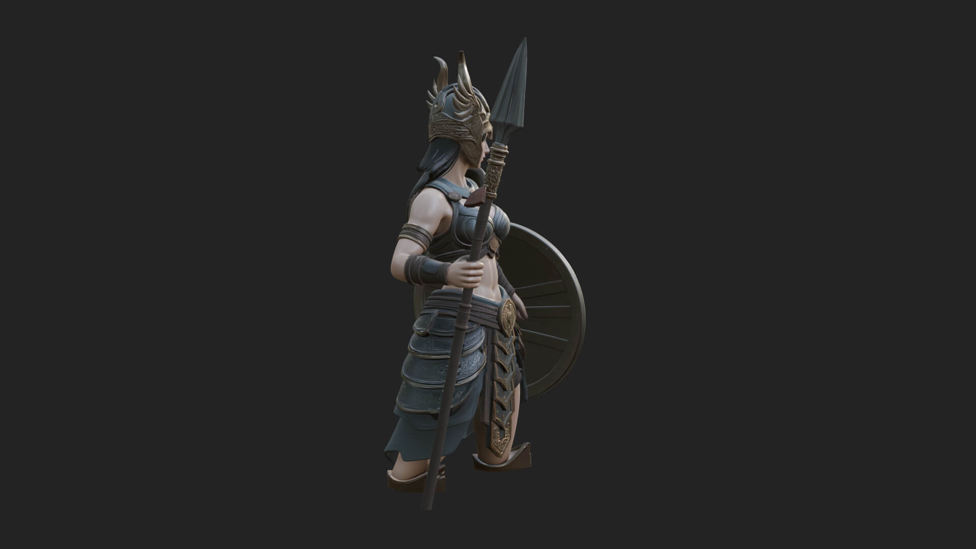 Valkyrie with Spear Statue Design 7 3D Print Model 3D Model