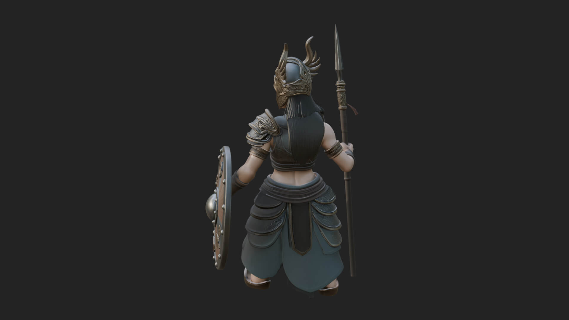 Valkyrie with Spear Statue Design 7 3D Print Model 3D Model