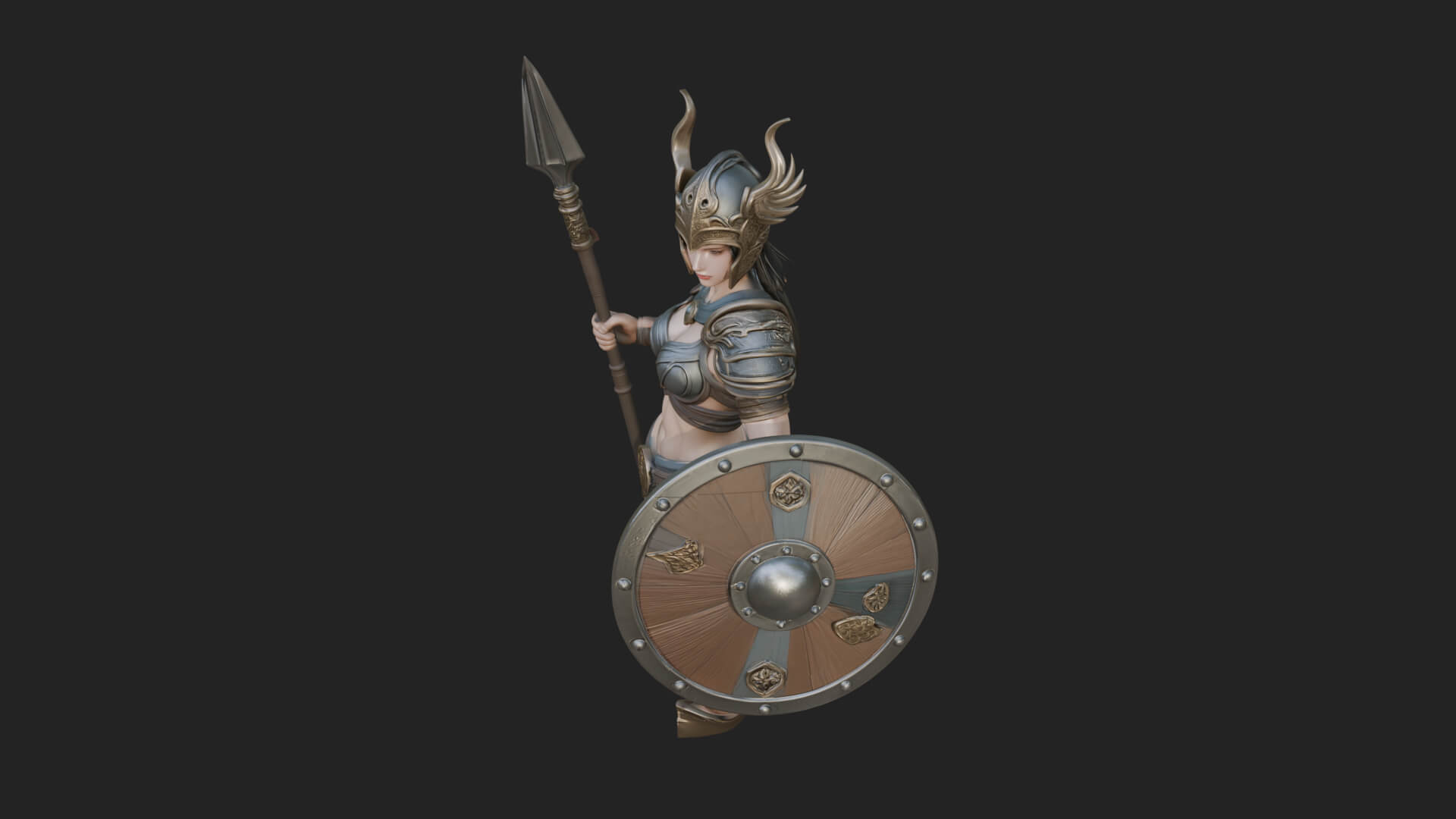 Valkyrie with Spear Statue Design 7 3D Print Model 3D Model