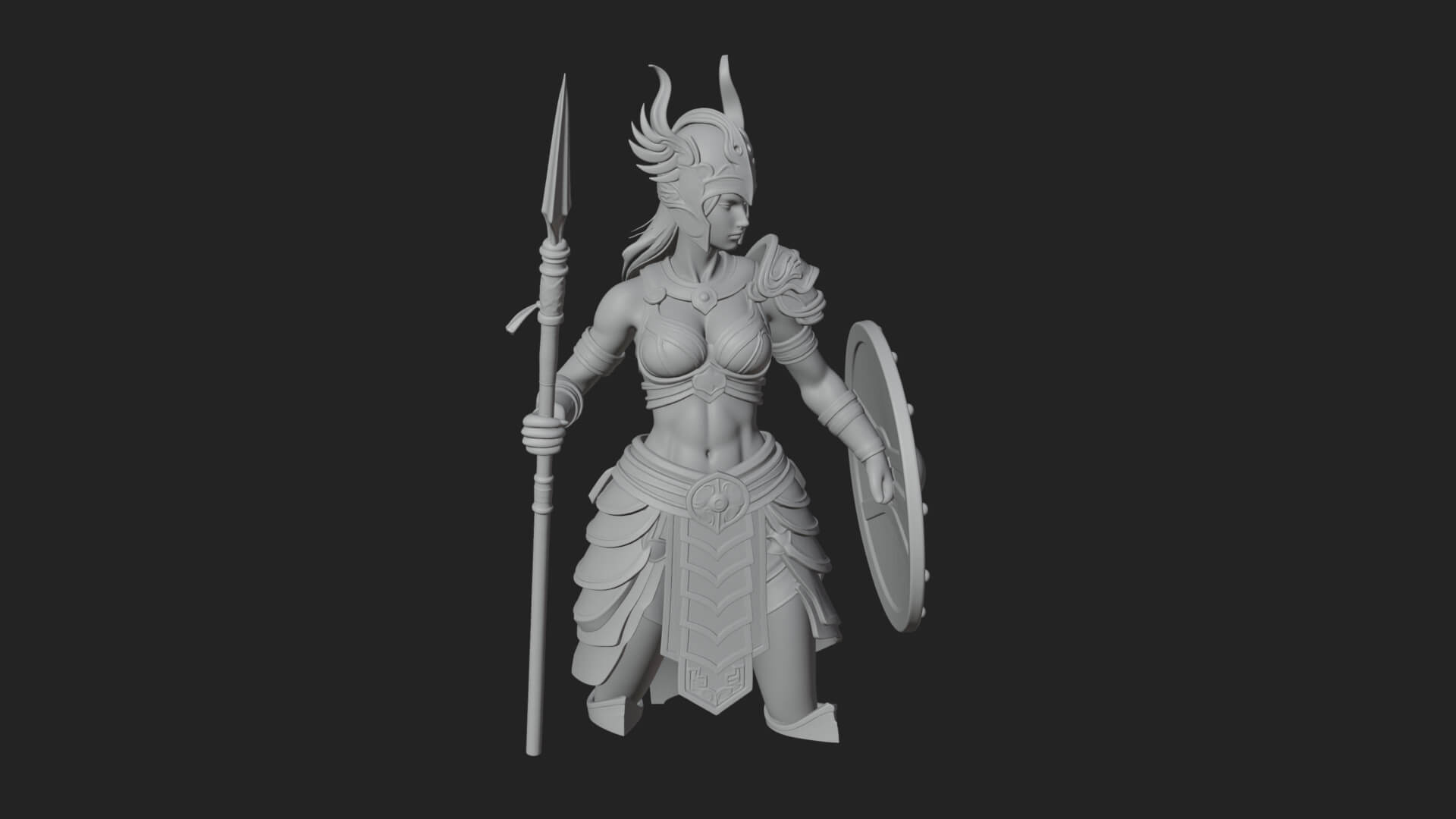 Valkyrie with Spear Statue Design 7 3D Print Model 3D Model