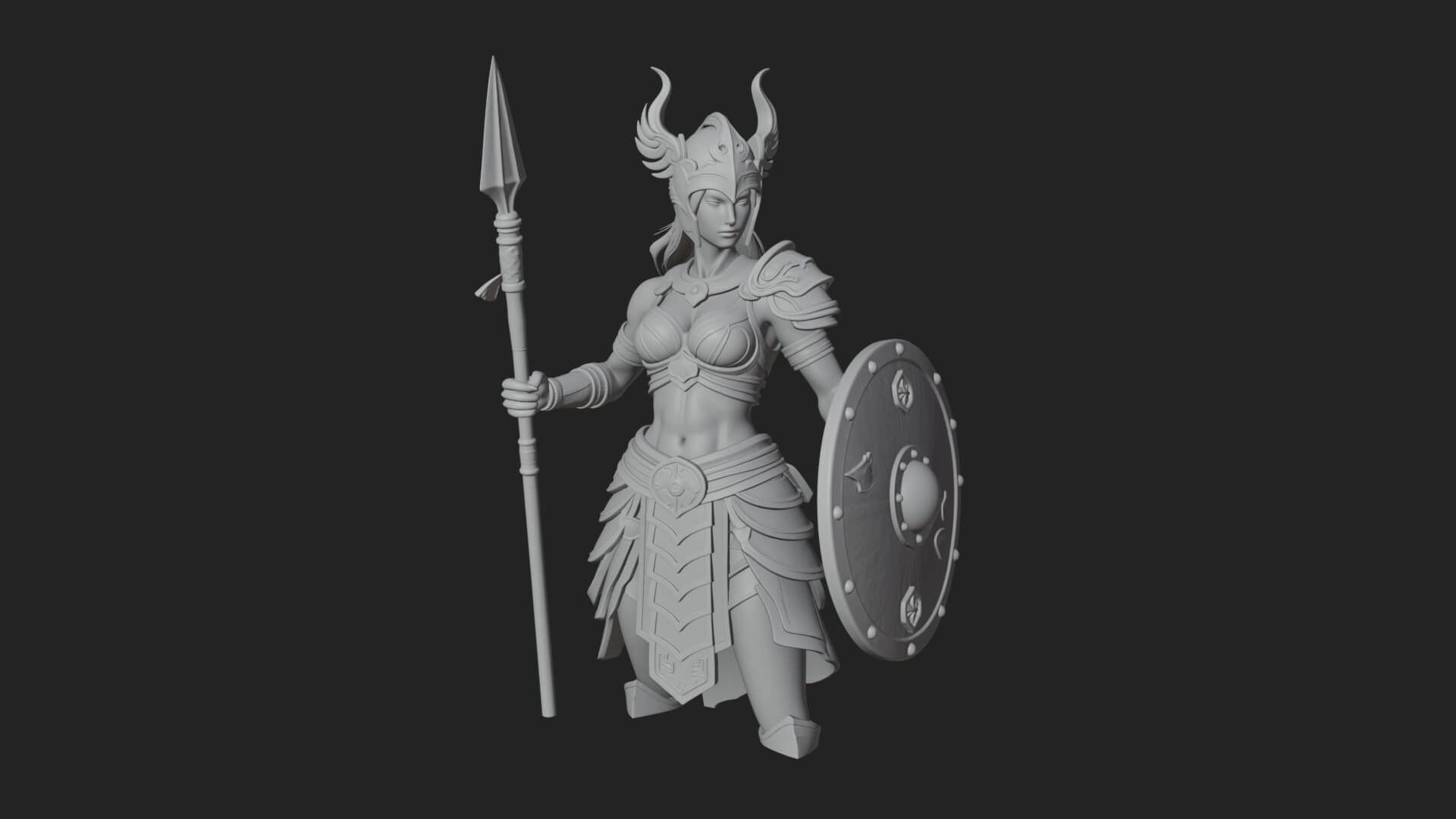 Valkyrie with Spear Statue Design 7 3D Print Model 3D Model