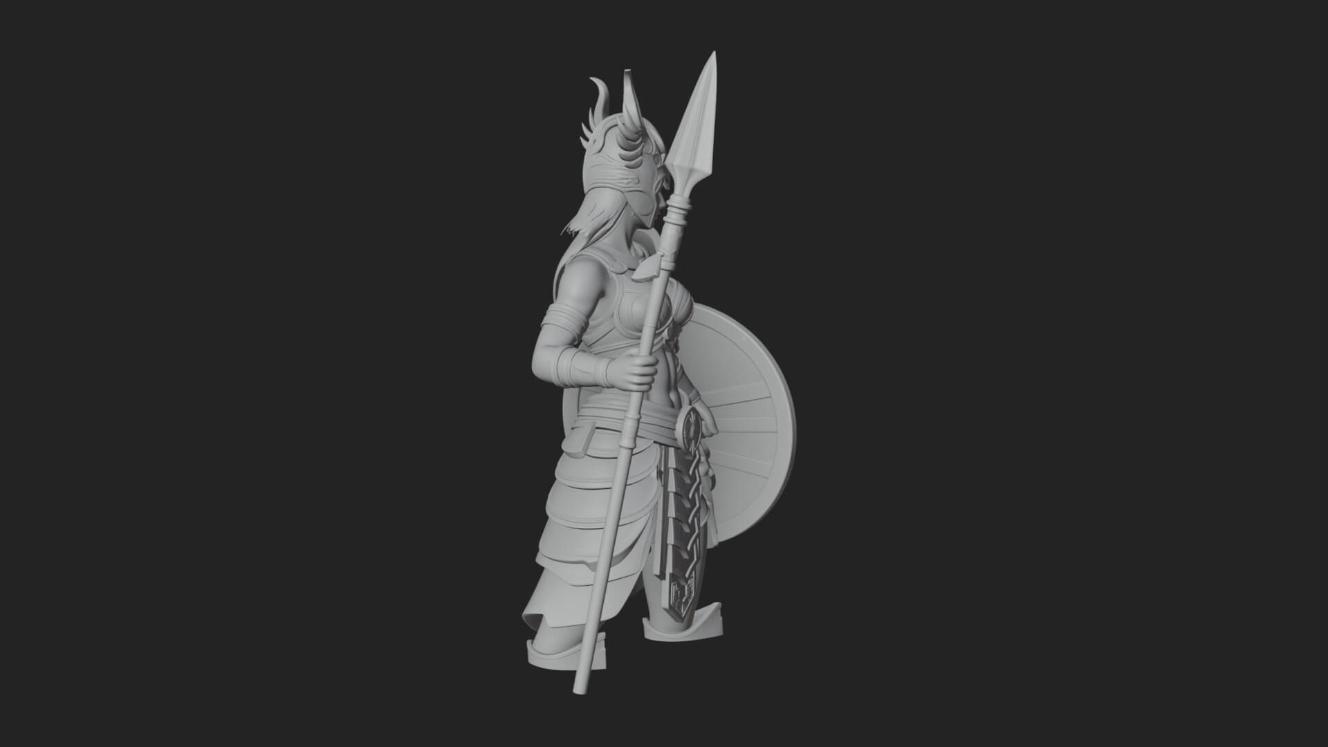 Valkyrie with Spear Statue Design 7 3D Print Model 3D Model