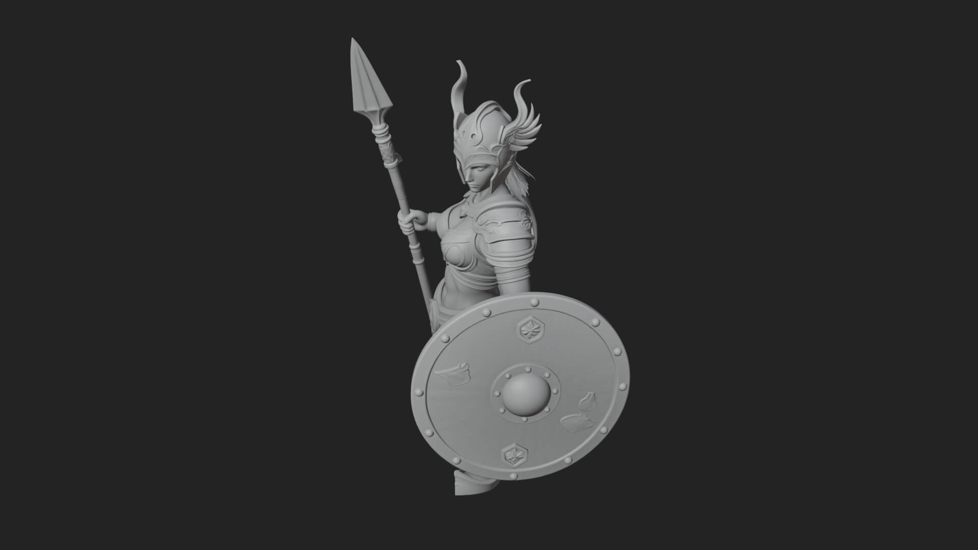 Valkyrie with Spear Statue Design 7 3D Print Model 3D Model