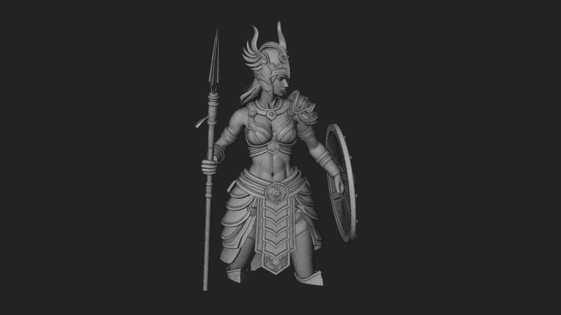 Valkyrie with Spear Statue Design 7 3D Print Model 3D Model