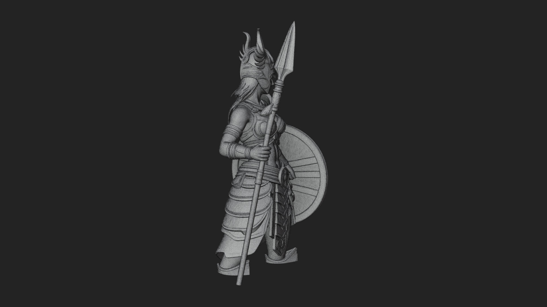 Valkyrie with Spear Statue Design 7 3D Print Model 3D Model