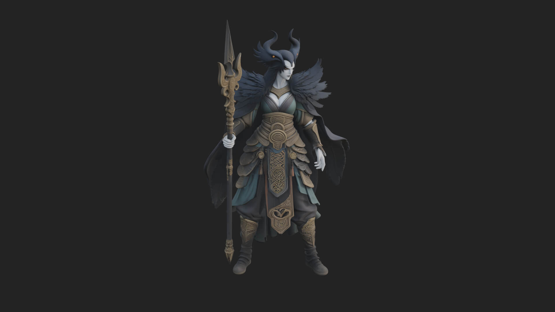 Valkyrie with Spear Statue Design 8 3D Print Model 3D Model