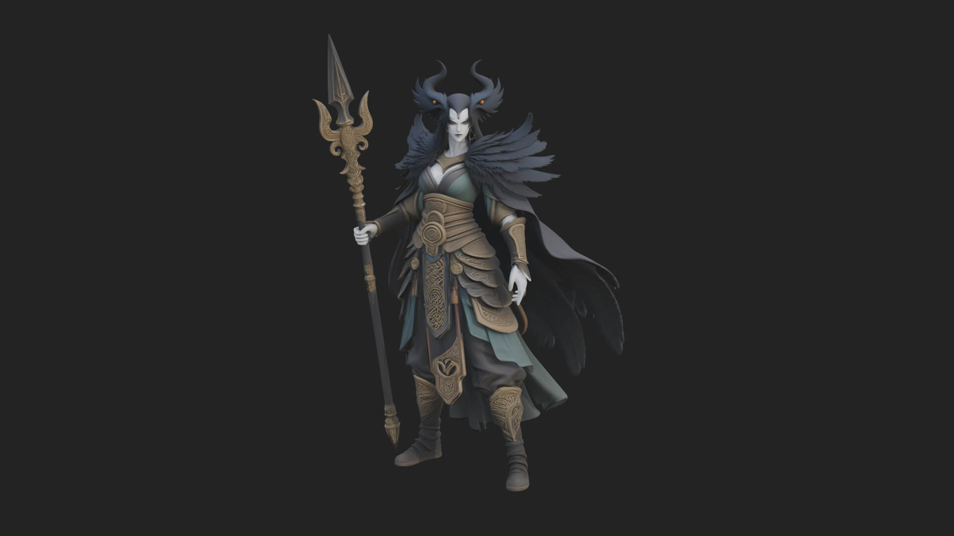 Valkyrie with Spear Statue Design 8 3D Print Model 3D Model