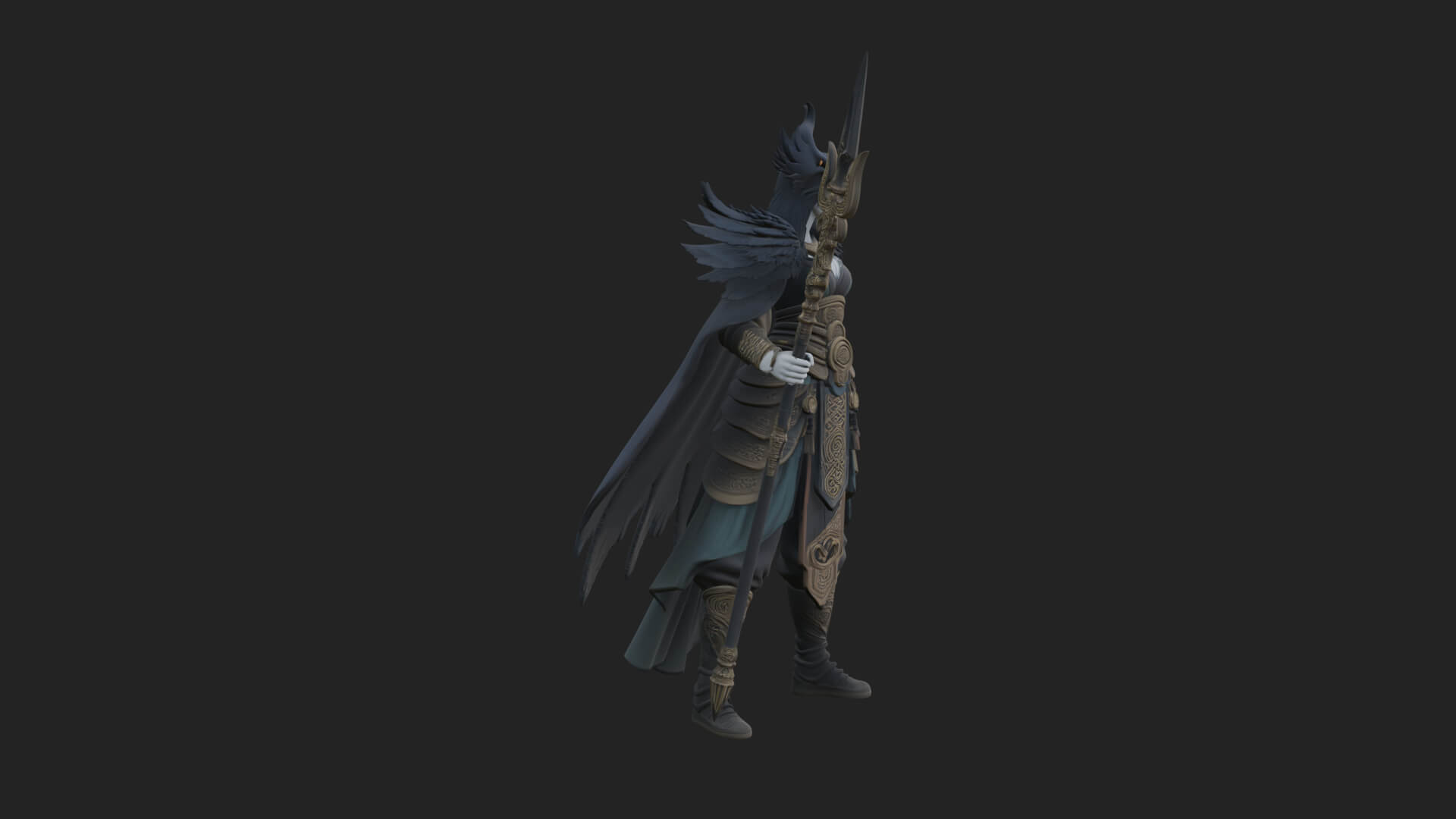 Valkyrie with Spear Statue Design 8 3D Print Model 3D Model