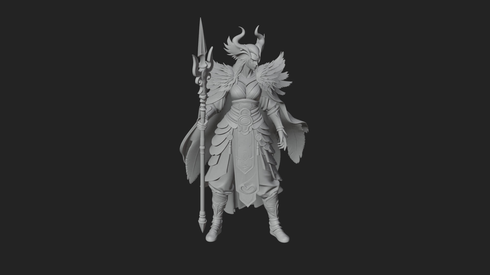 Valkyrie with Spear Statue Design 8 3D Print Model 3D Model