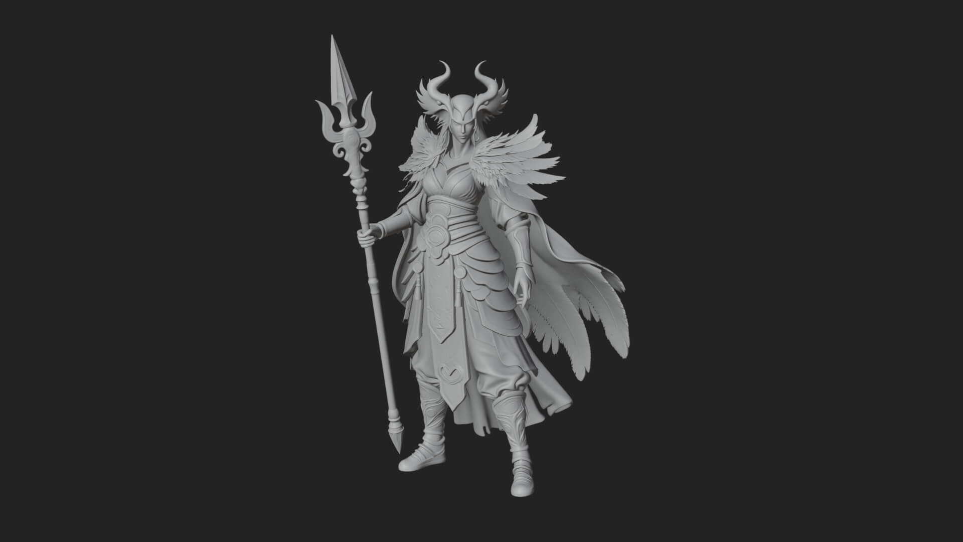 Valkyrie with Spear Statue Design 8 3D Print Model 3D Model