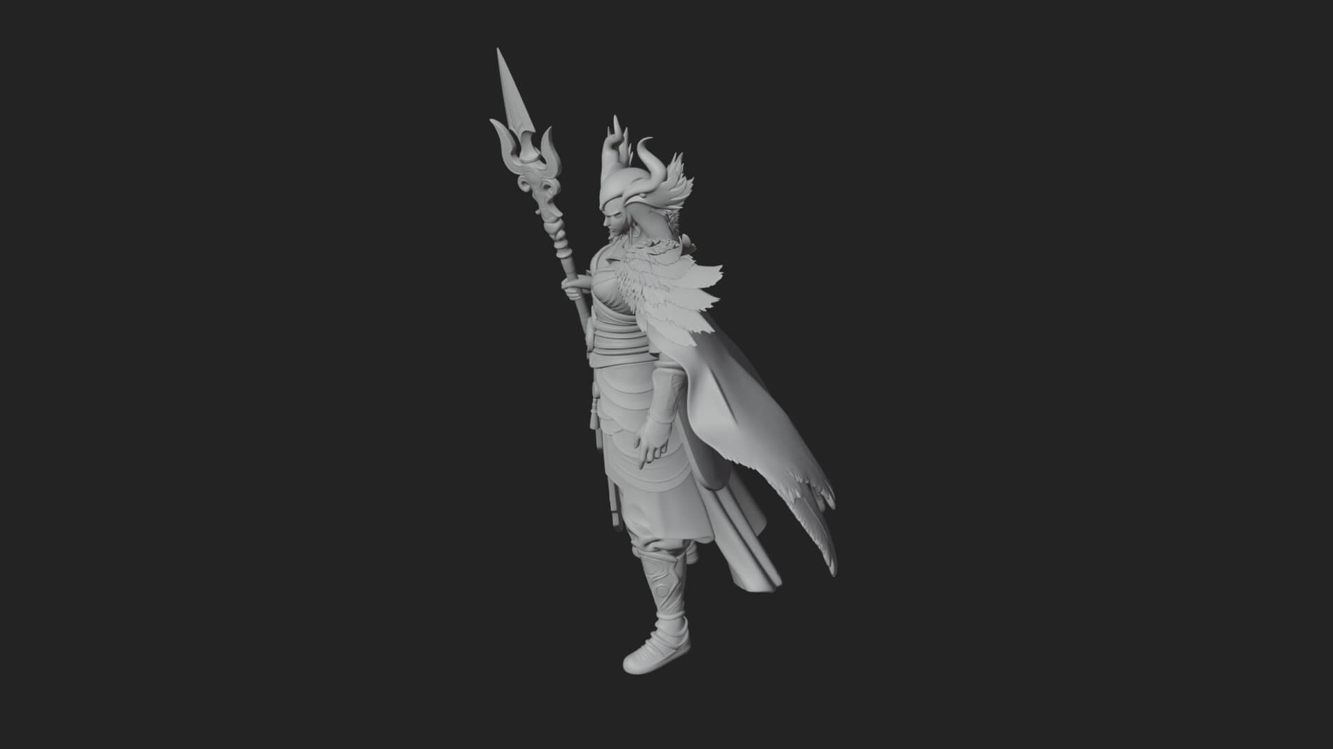 Valkyrie with Spear Statue Design 8 3D Print Model 3D Model