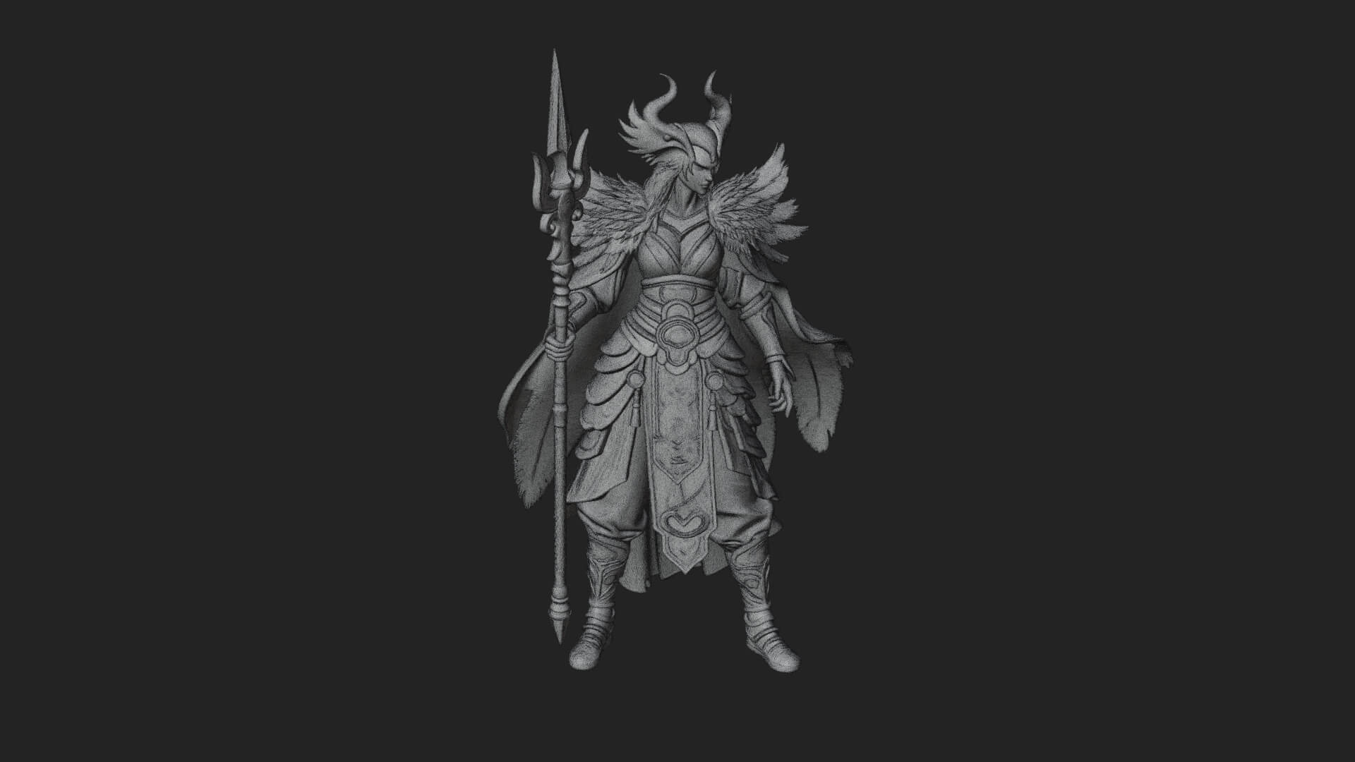 Valkyrie with Spear Statue Design 8 3D Print Model 3D Model