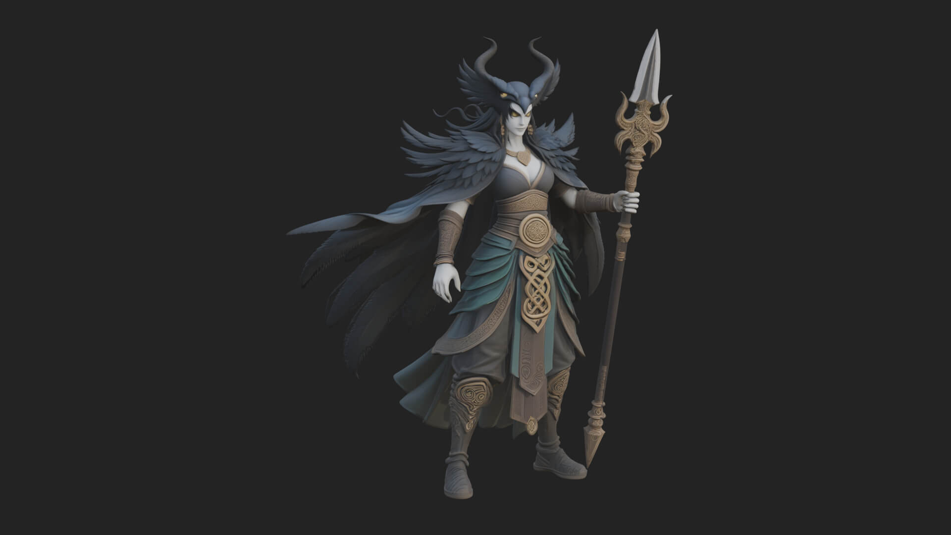 Valkyrie with Spear Statue Design 9 3D Print Model 3D Model