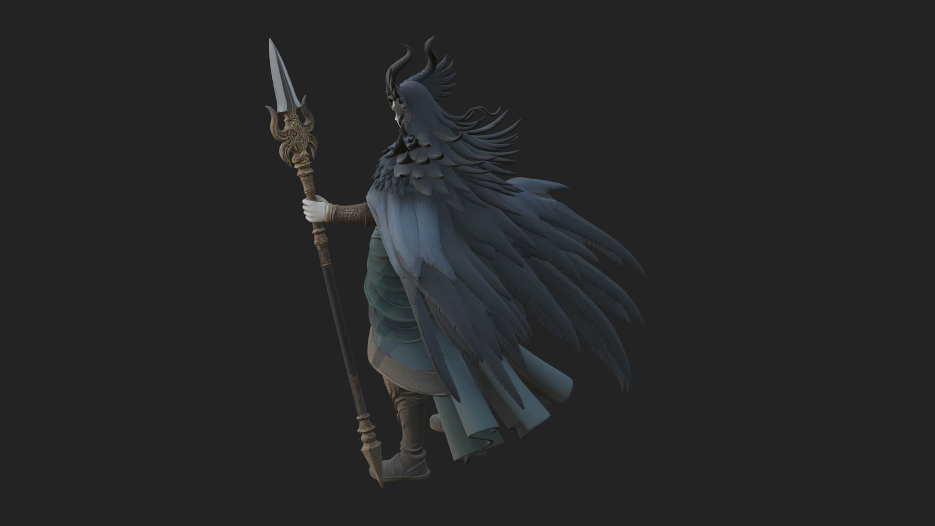 Valkyrie with Spear Statue Design 9 3D Print Model 3D Model