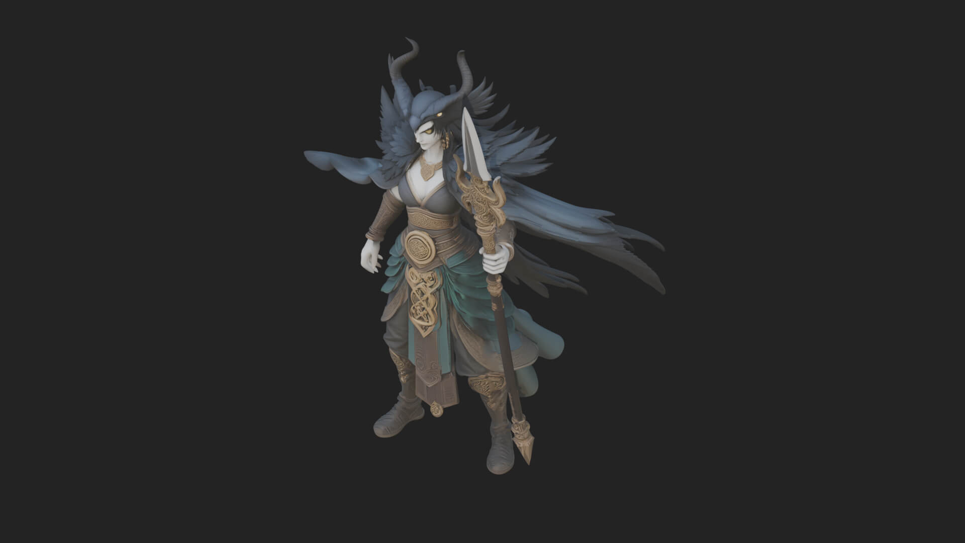 Valkyrie with Spear Statue Design 9 3D Print Model 3D Model