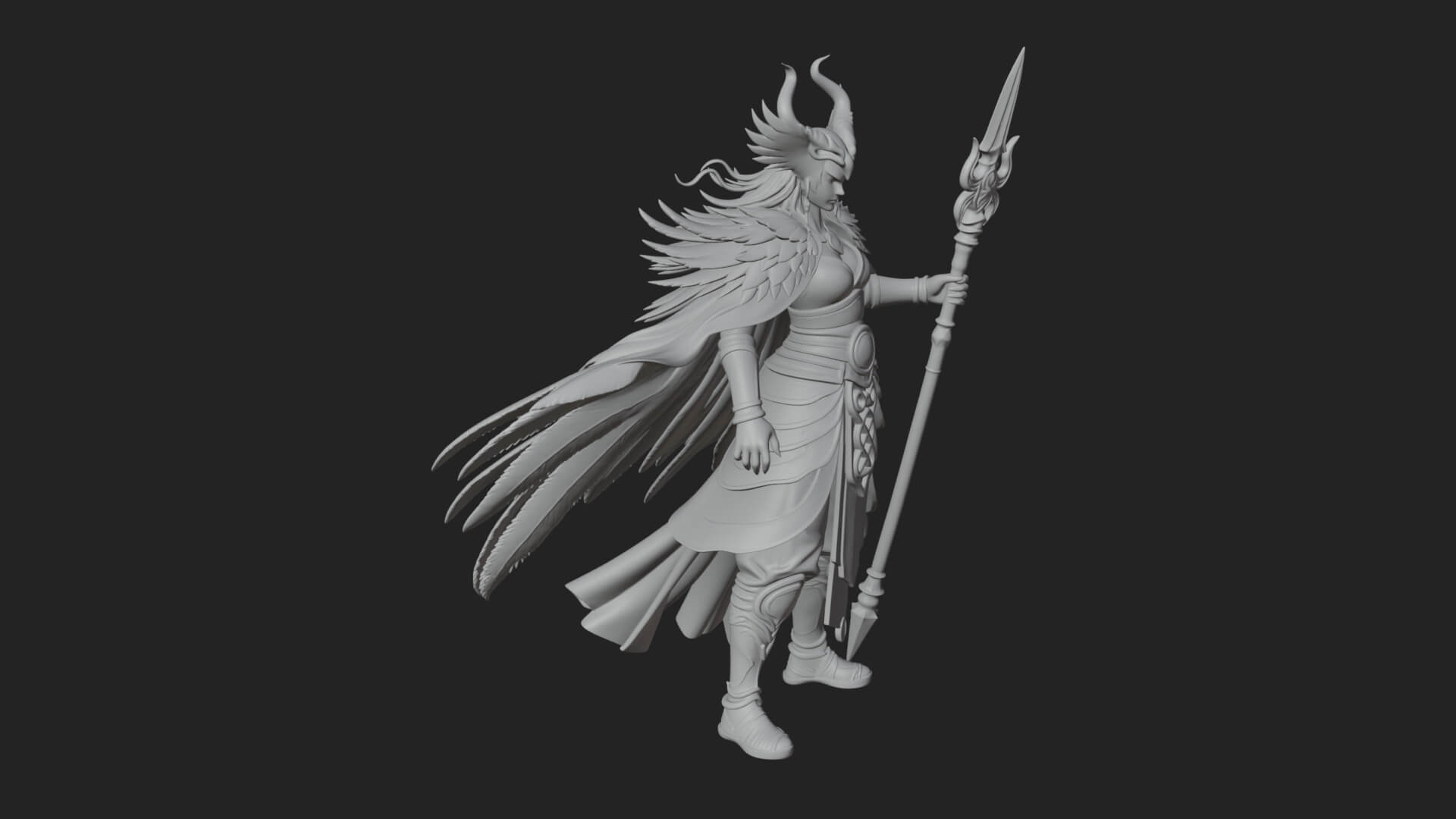 Valkyrie with Spear Statue Design 9 3D Print Model 3D Model