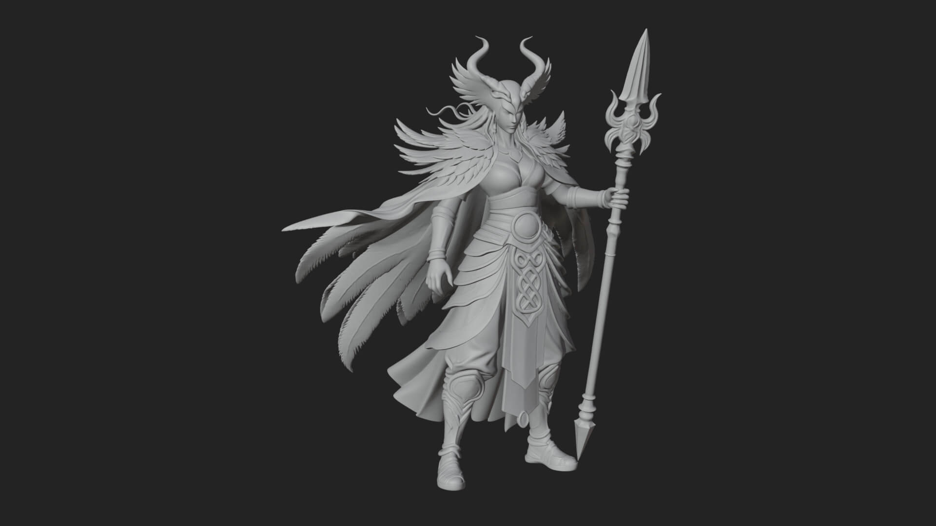 Valkyrie with Spear Statue Design 9 3D Print Model 3D Model