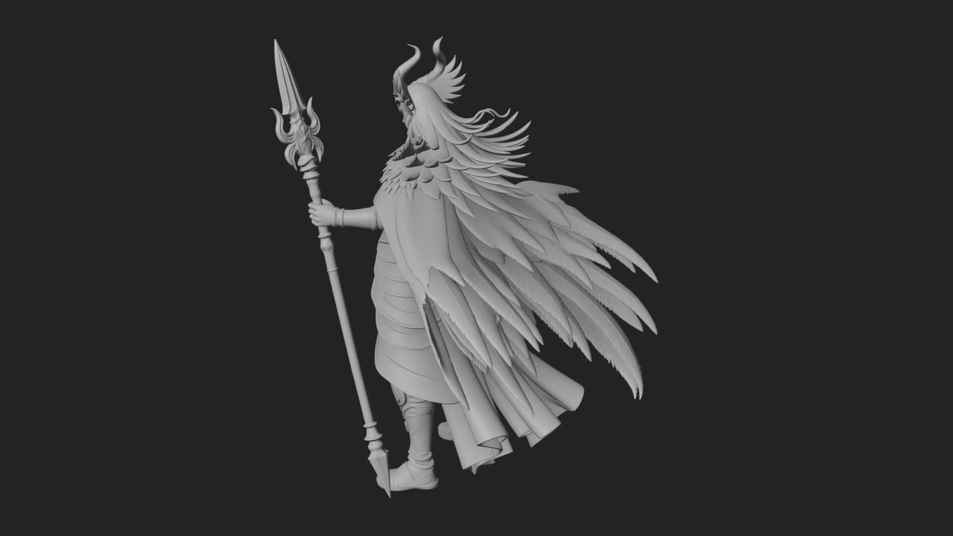 Valkyrie with Spear Statue Design 9 3D Print Model 3D Model
