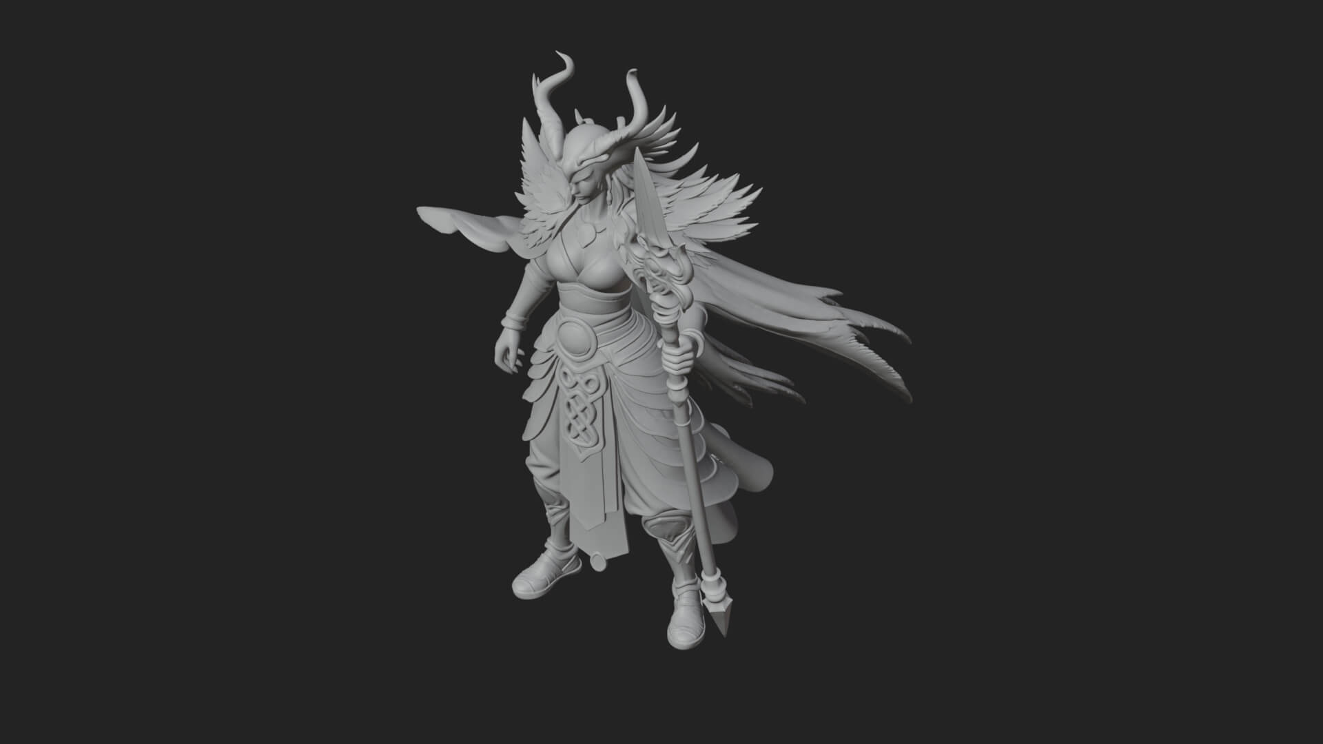 Valkyrie with Spear Statue Design 9 3D Print Model 3D Model