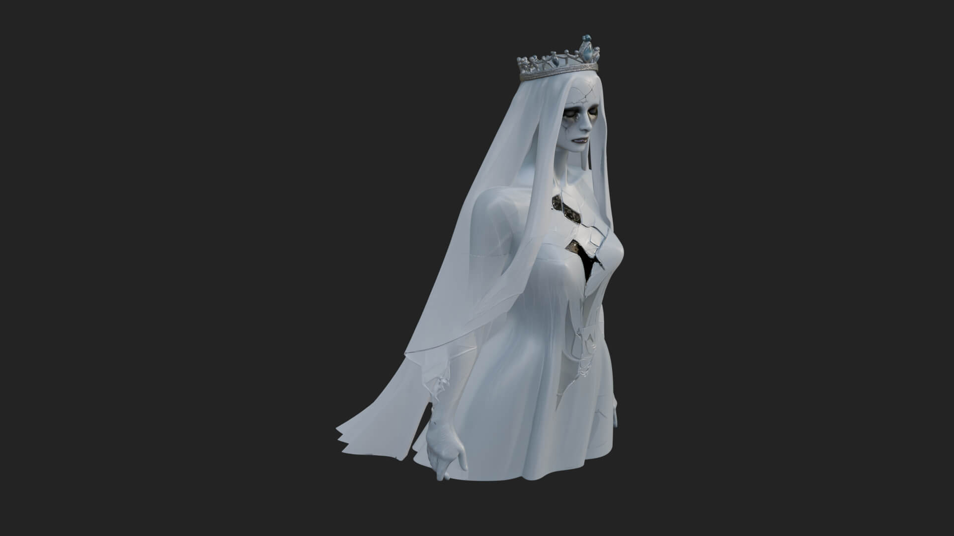 Veiled Ghost Bride Statue Design 1 3D Print Model 3D Model