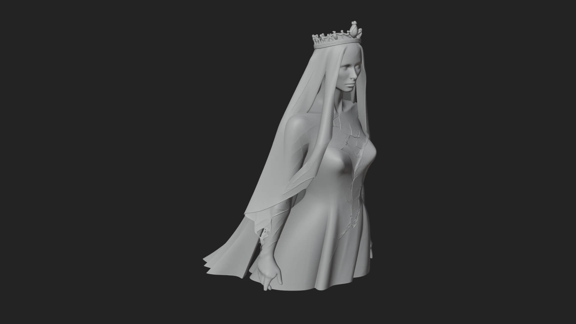 Veiled Ghost Bride Statue Design 1 3D Print Model 3D Model